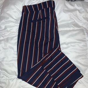 Pinstripe mid-rise work pants